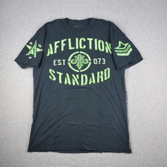 Affliction Other - VTG Affliction Standard Goods T-shirt Black Mens LRG Distressed Y2K Double Sided